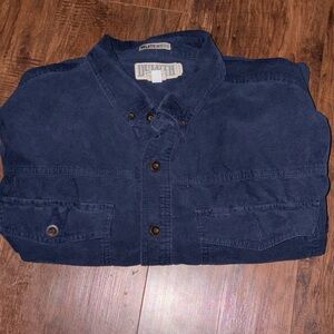 Duluth Trading Co Men's Corduroy Relaxed Fit Long Sleeve Shirt Blue Large /Tall